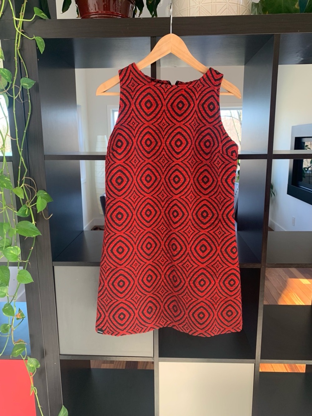 Desigual Red and Black Sleeveless Mini Dress with Geometric Pattern